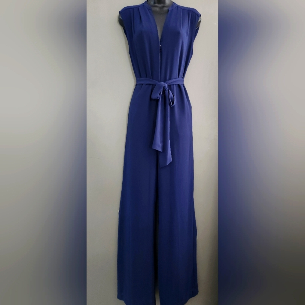 Michael Kors Blue Elegant Wide-Leg Jumpsuit